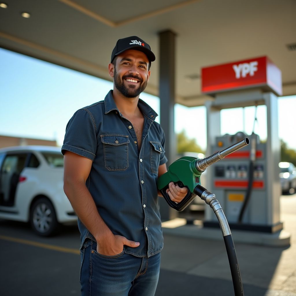 Conductor particular cargando combustible